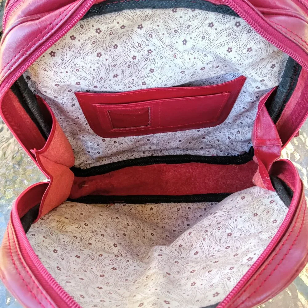 Genuine Leather Ropin West Red Backpack Purse